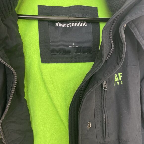 Abercrombie & Fitch Jacket Womens Large All Weather Warrior Full Zip Black Green - Picture 5 of 8